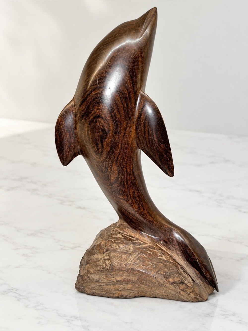 Large 16” Ironwood Dolphin Statue
